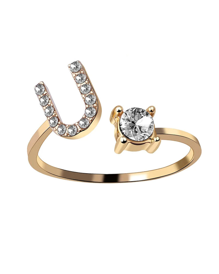 Bague ouverte en zircone avec initiales