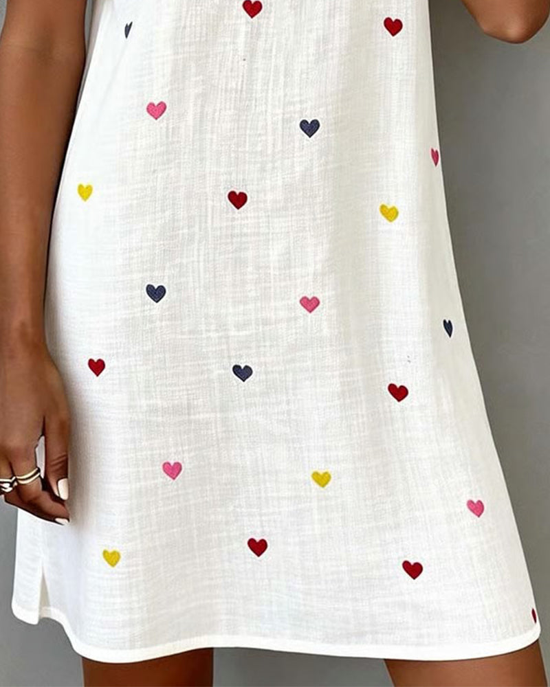 Robe Colorée À Imprimé Cœur Et Col En V