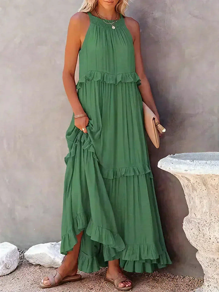 Elvira | Robe Longue à Volants et à Bretelles pour Femme