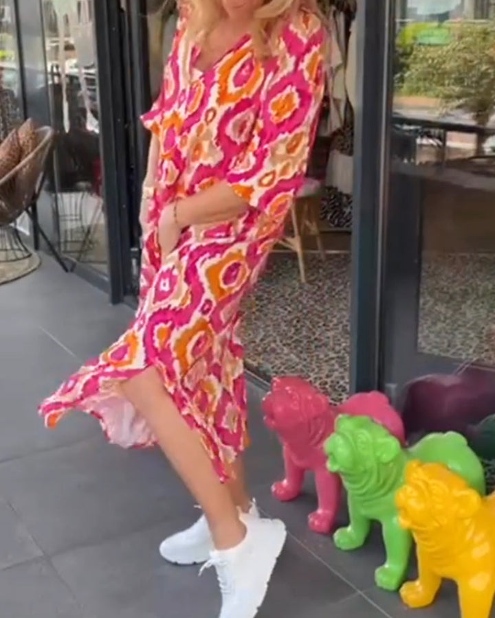 Robe à imprimé mode avec demi-manche