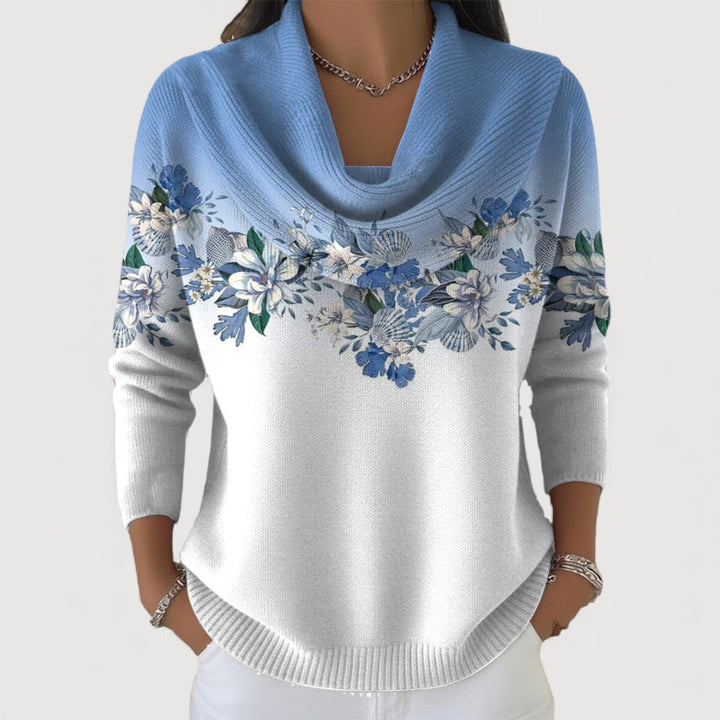 Pull floral à col