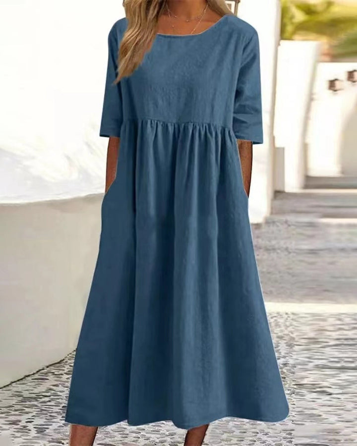 Robe unie en coton lin