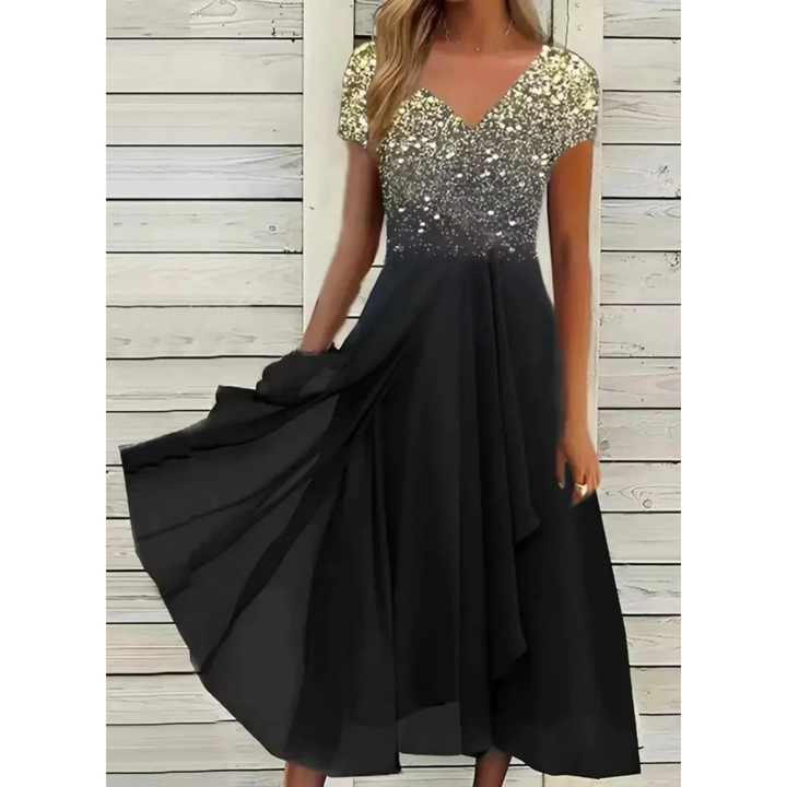 Elodine | Robe à paillettes et encolure en V pour femme