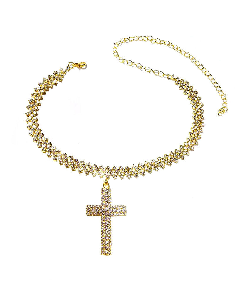 Pendentif croix en diamant étincelant