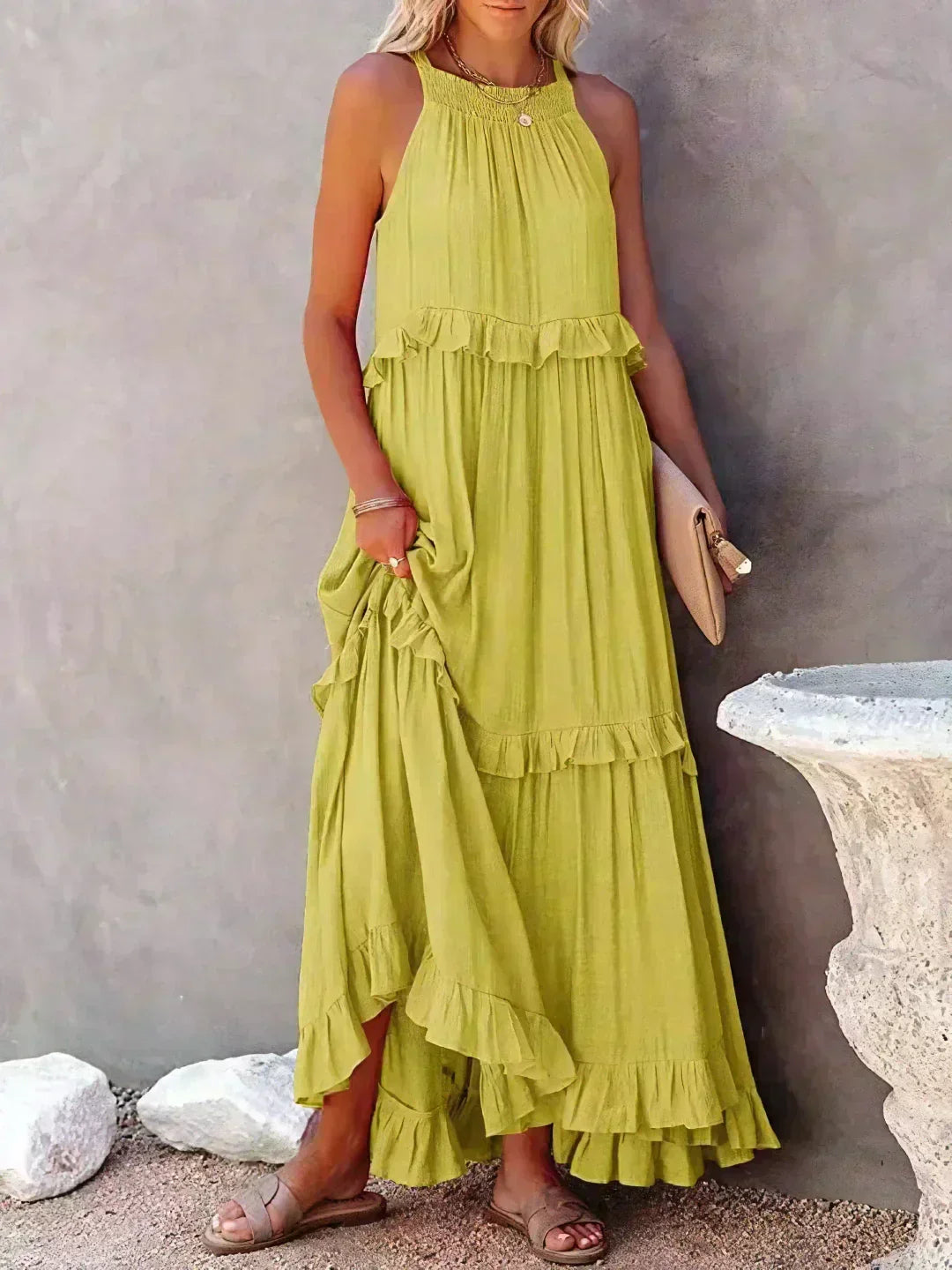 Elvira | Robe Longue à Volants et à Bretelles pour Femme