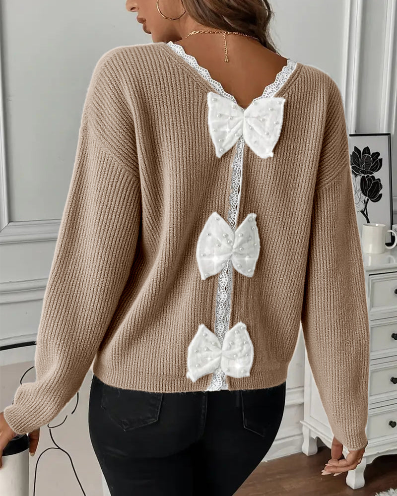 Pull Manches Longues Nœud Dans Le Dos