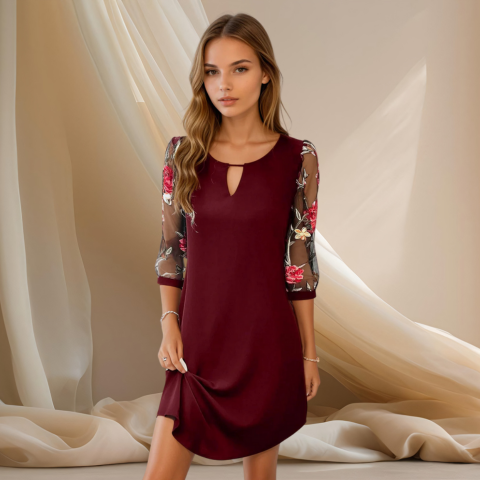 Viviette | Robe à manches fleuries pour femme