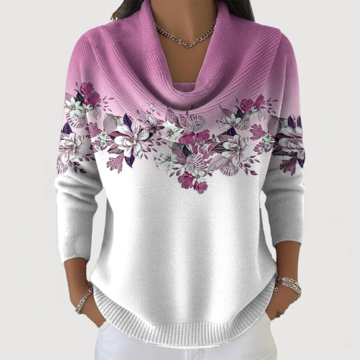Pull floral à col