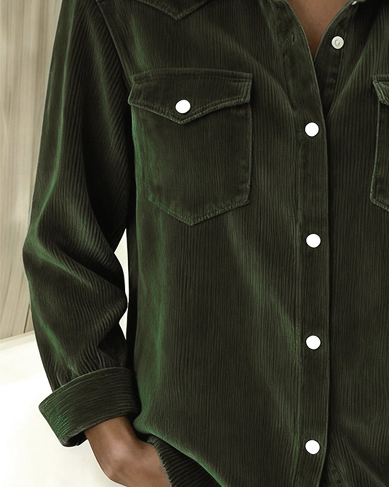 Chemise À Manches Longues À Revers Et Boutonnée