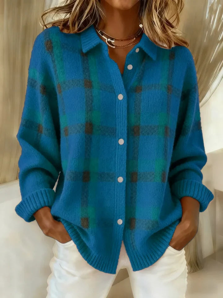 Pull rétro en laine fait main avec contraste