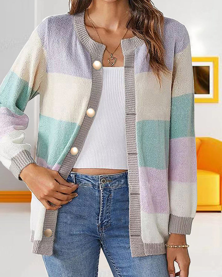 Cardigan colorblock pour kvinner