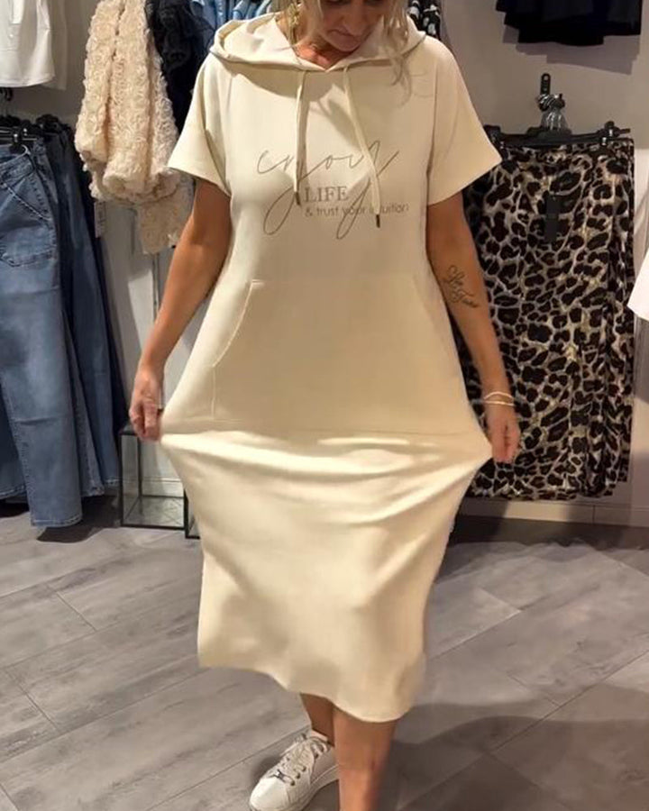 Robe À Capuche Décontractée Cordon