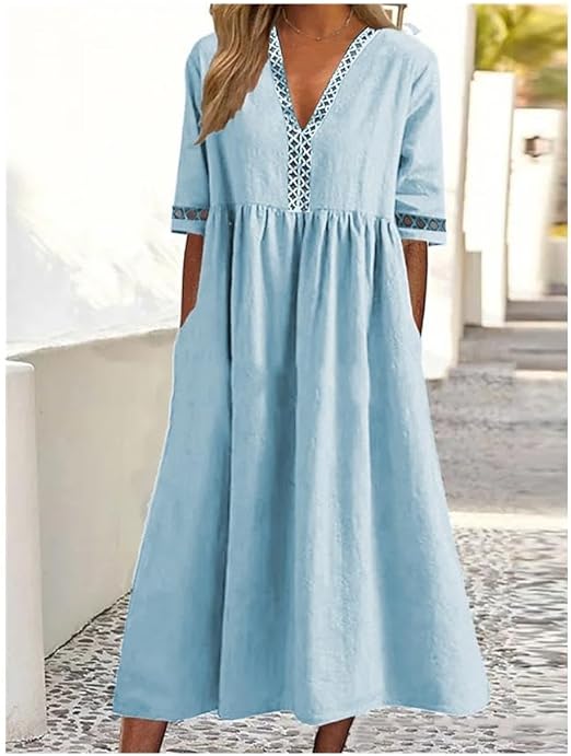 Sayuri | Robe en lin et coton à texture légère pour femme