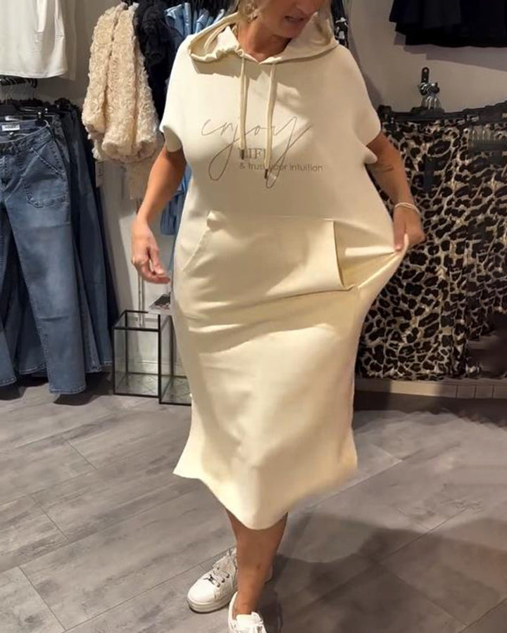 Robe À Capuche Décontractée Cordon