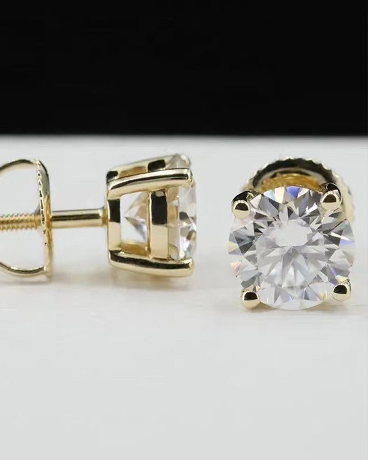 Boucles d'oreilles à tige rondes classiques en zircon