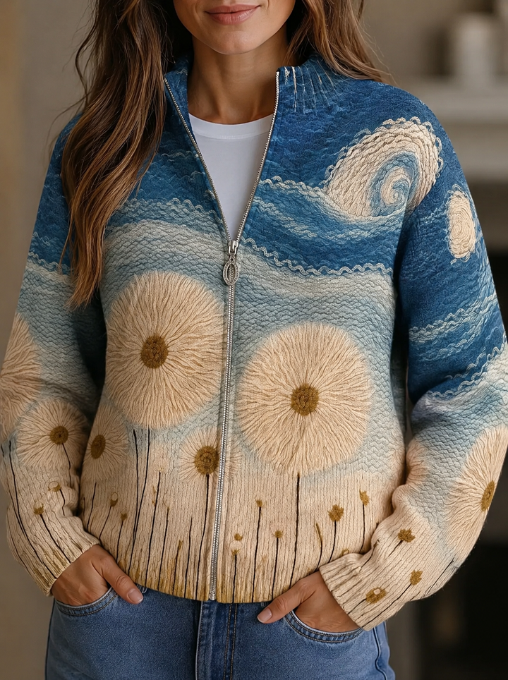 Cardigan zippé Champ de Tournesols