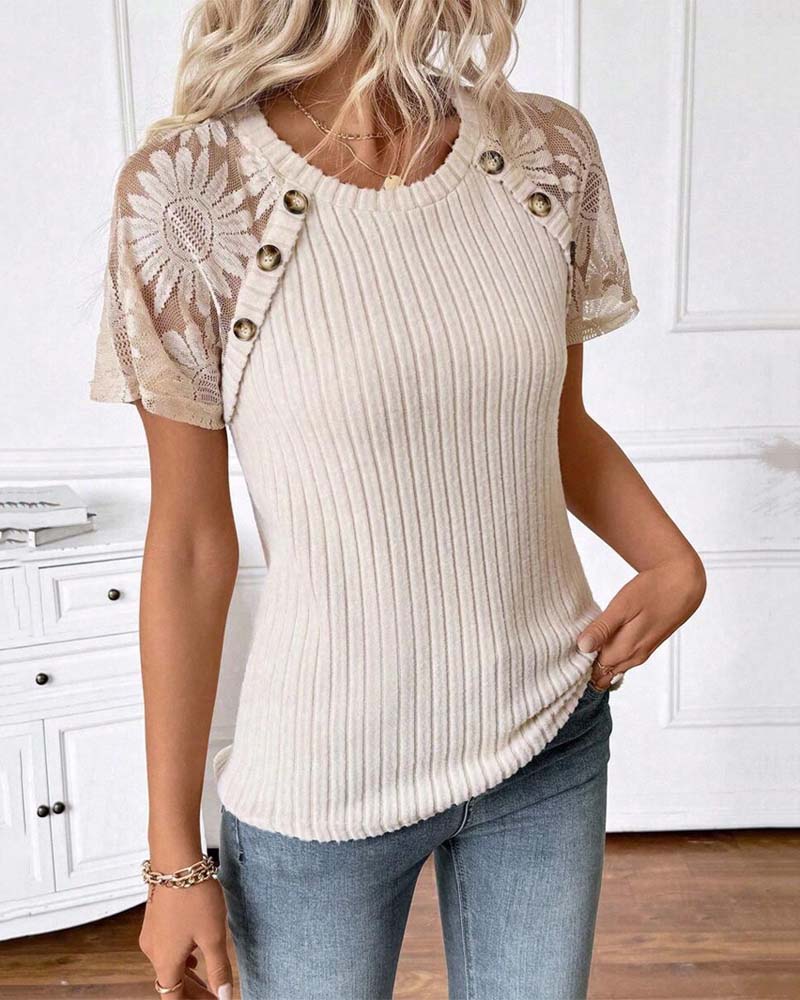 T-Shirt Col Rond Manches Raglan Uni