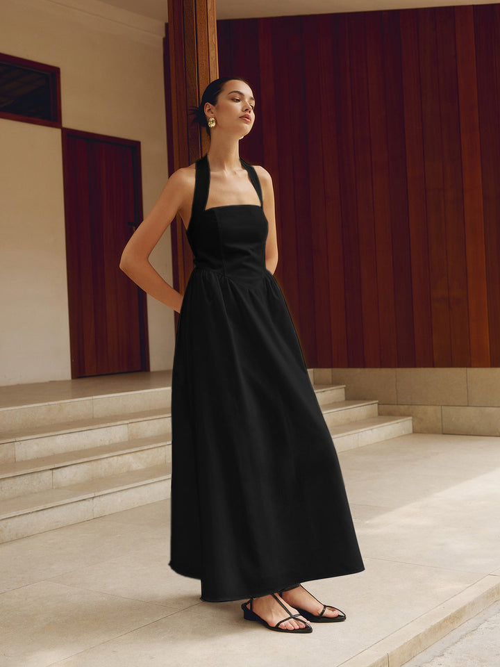 Jackie | Robe maxi évasée à col halter pour femmes