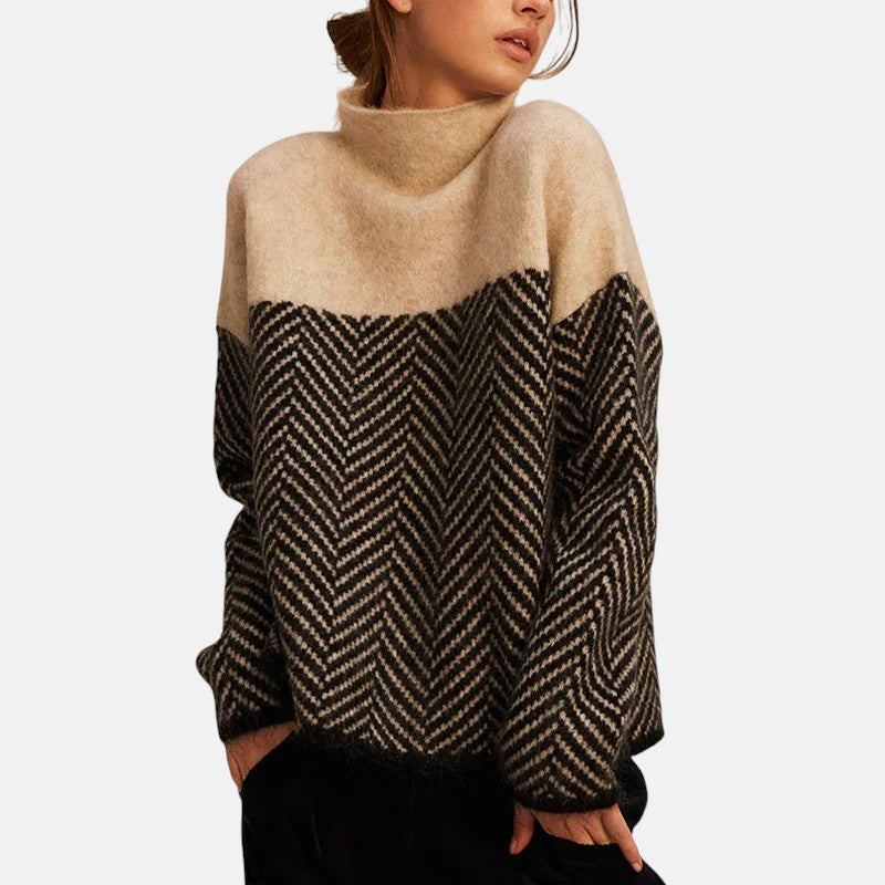 Pull femme tricoté à motif moderne