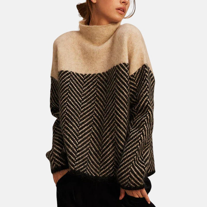 Pull femme tricoté à motif moderne