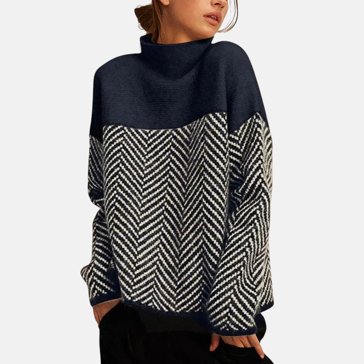 Pull femme tricoté à motif moderne