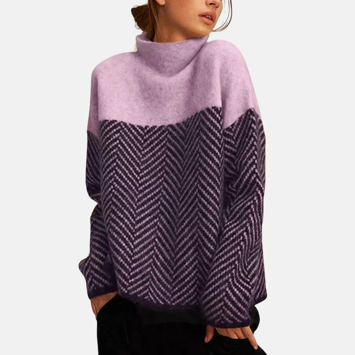 Pull femme tricoté à motif moderne