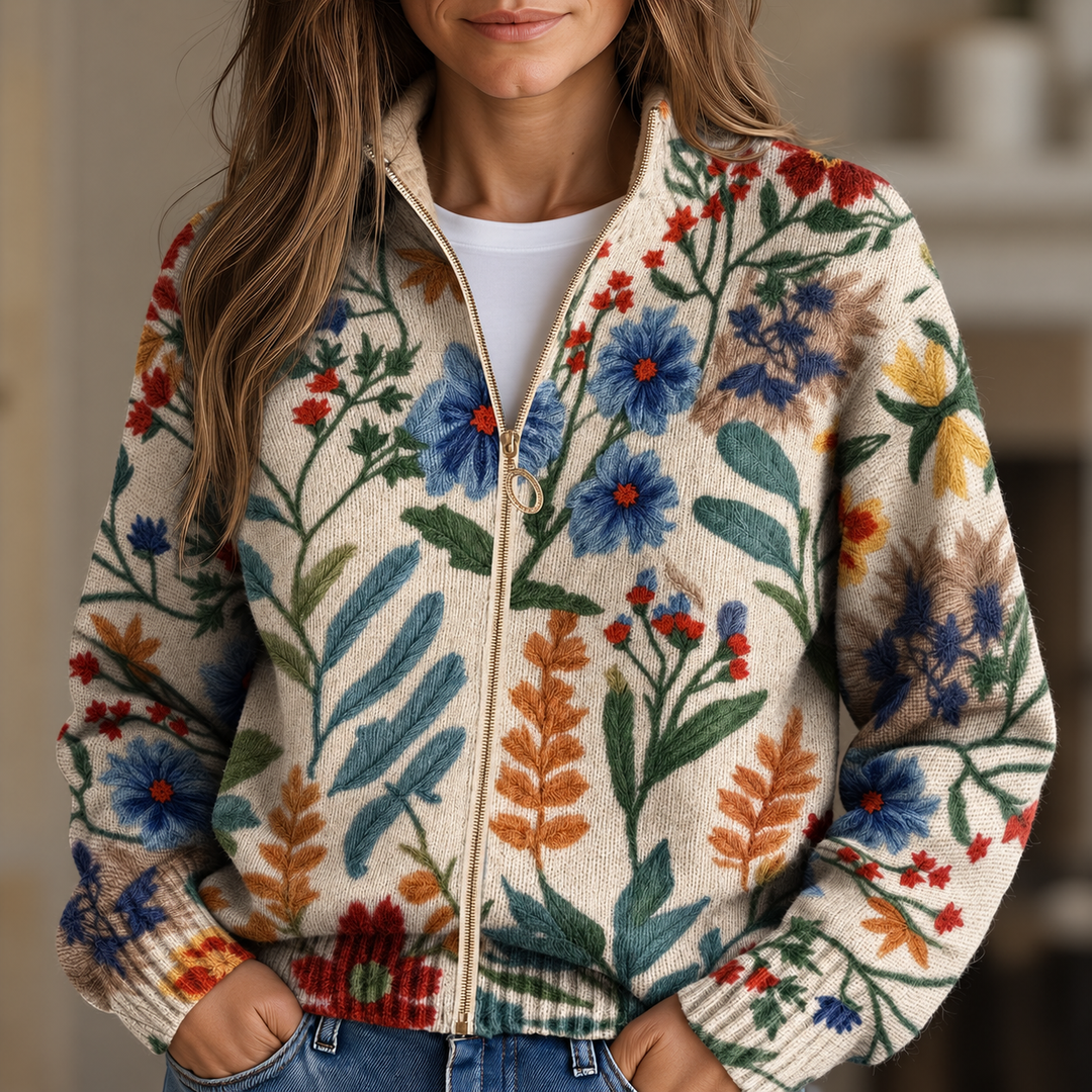 Cardigan zippé floral Jardin Botanique
