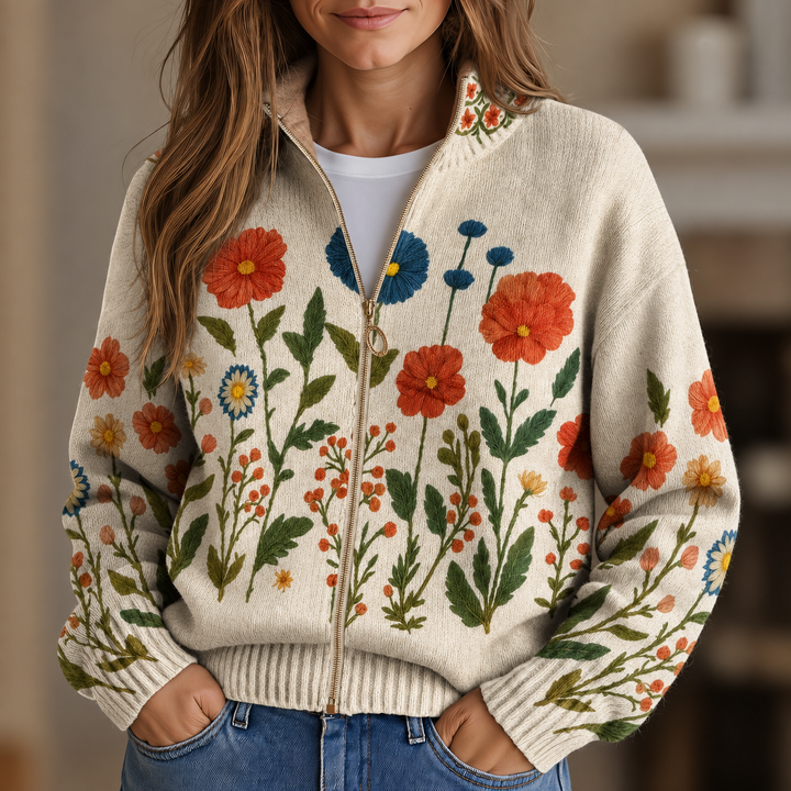 Cardigan zippé Champ de Fleurs Sauvages
