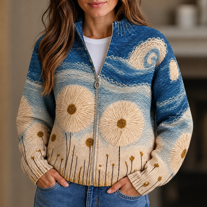 Cardigan zippé Champ de Tournesols
