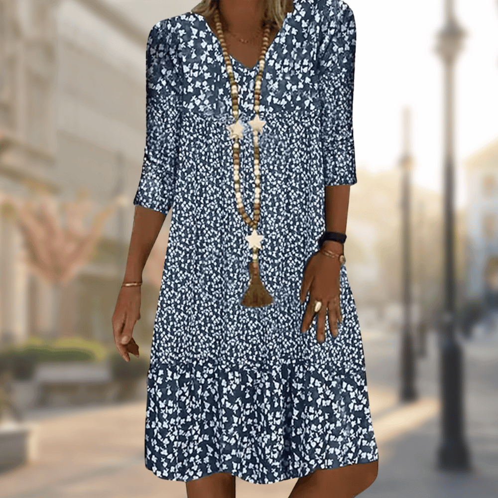 Solara | Robe midi à col en V et motif floral pour femme