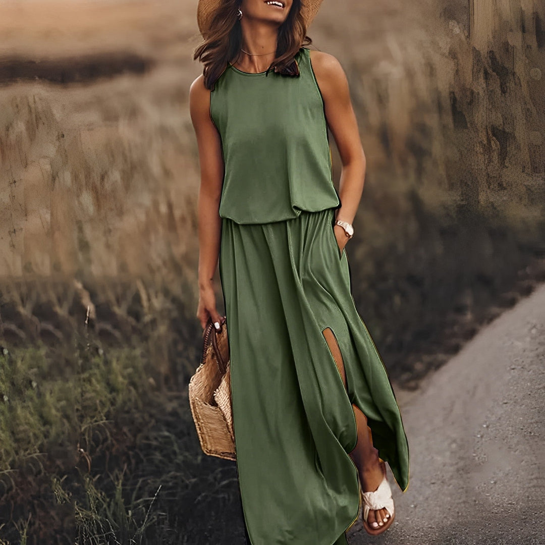 Amie | Élégante robe midi multicolore pour femme