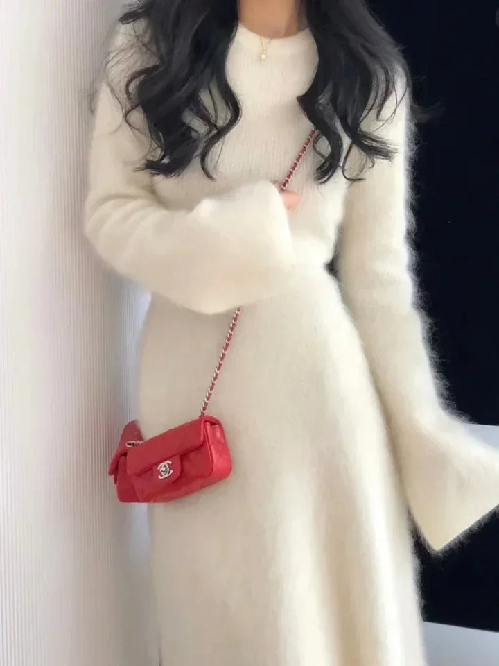 Two Piece Sets Womens Outifits Autumn Winter Solid Knitted Pullover Imitation Mink Matching Sets Skirt Elegant Women's Sets