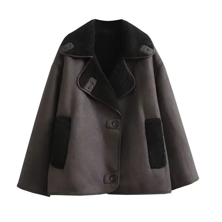 Auralith | Veste d'hiver à col large et fermeture boutonnée pour femme