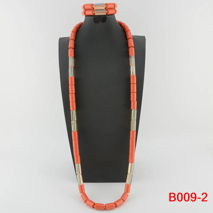 Newly Designed African Costume Jewelry Sets Red Coral Beads Jewelry Sets Wedding Jewelry Sets