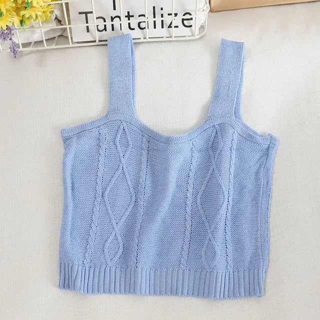 HELIAR Women Flower Embroidery Knitted Crop Tops Women Casual Tube Tops Casual Ribbed Cute Tops Crop Tops Women 2024 Summer
