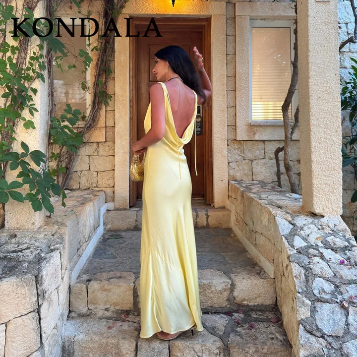 KONDALA 2026 Spring Butter Yellow Dress For Women Elegant Homecoming Dresses Wedding Guest Dresses Off The Shoulder Lady Dresses