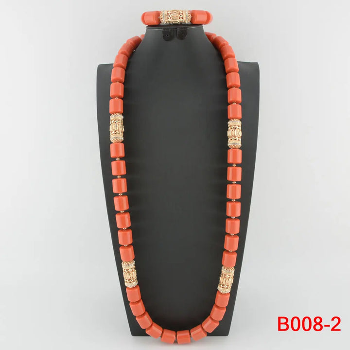 Newly Designed African Costume Jewelry Sets Red Coral Beads Jewelry Sets Wedding Jewelry Sets