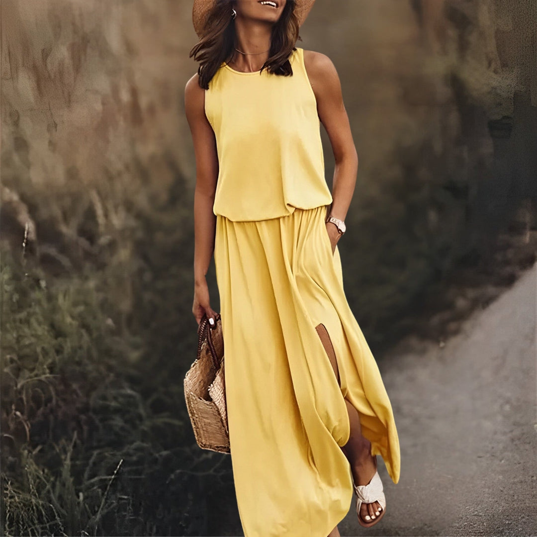 Amie | Élégante robe midi multicolore pour femme