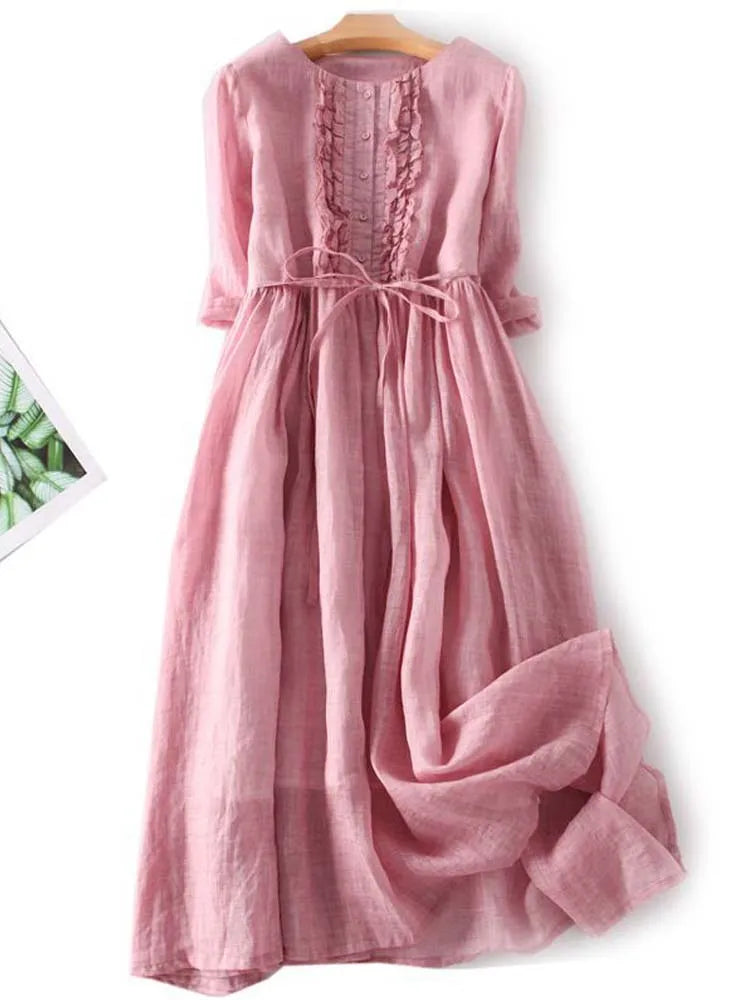 Serina | Robe en Coton et Lin au Chic Intemporel et Confort Élégant pour Femme
