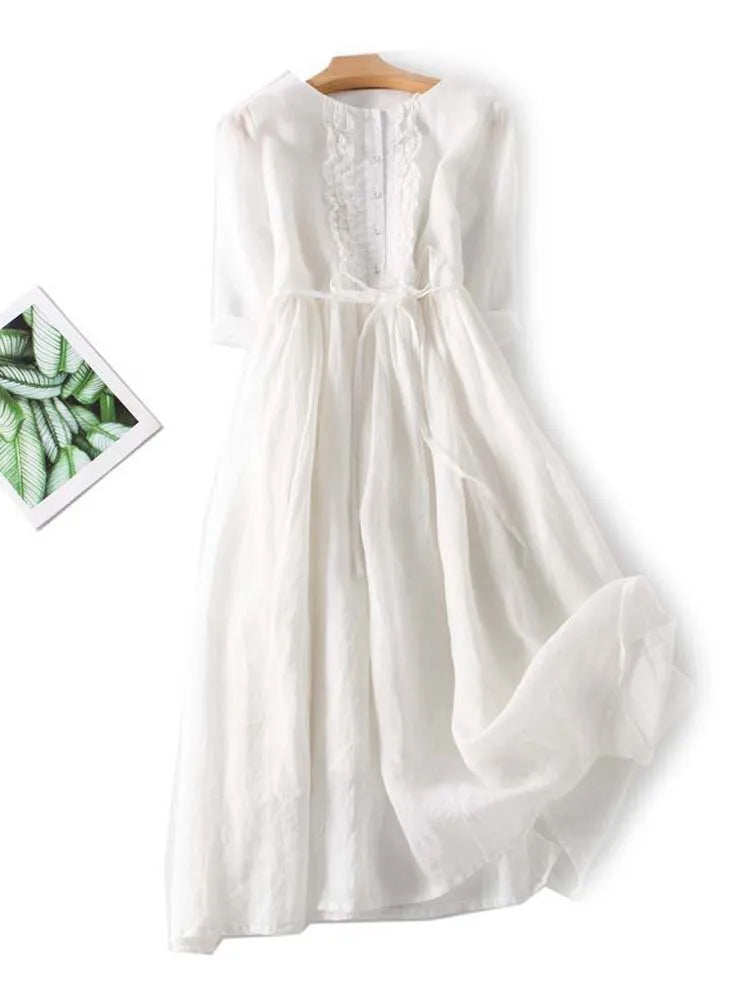 Serina | Robe en Coton et Lin au Chic Intemporel et Confort Élégant pour Femme