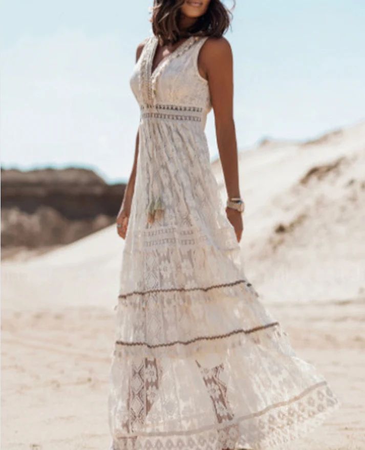 Julie | Robe bohème de luxe avec détails brodés et drapé doux pour femme