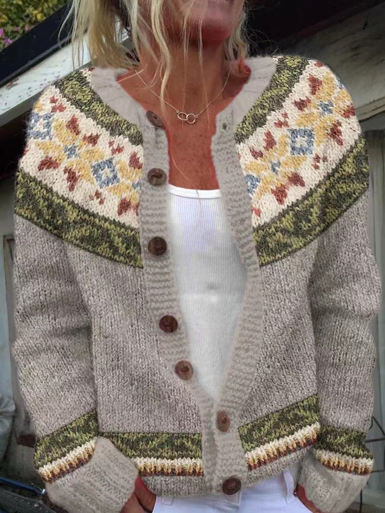 Cardigan Islandais Vintage d'Automne