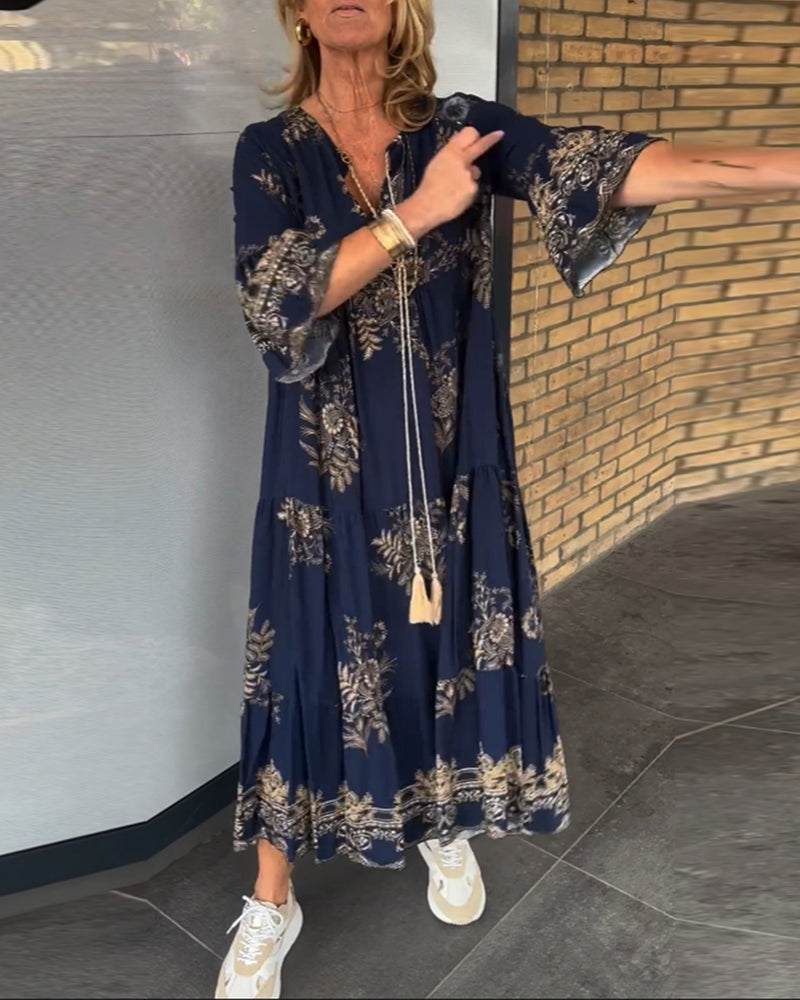 Robe Vintage ample à col en V