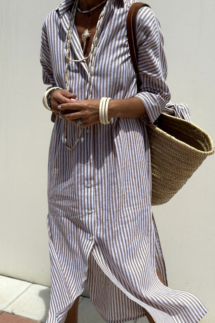Sunna | Robe Chemise Rayée Intemporelle avec Élégance et Confort