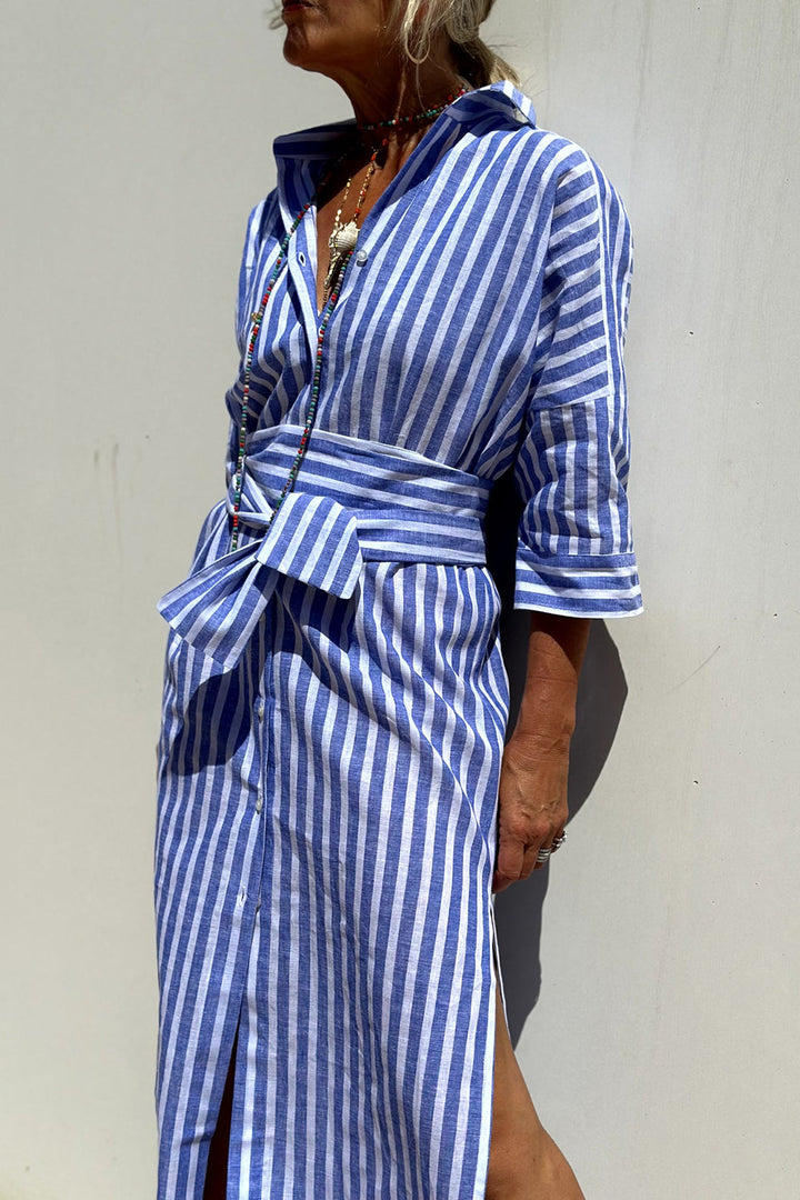 Sunna | Robe Chemise Rayée Intemporelle avec Élégance et Confort