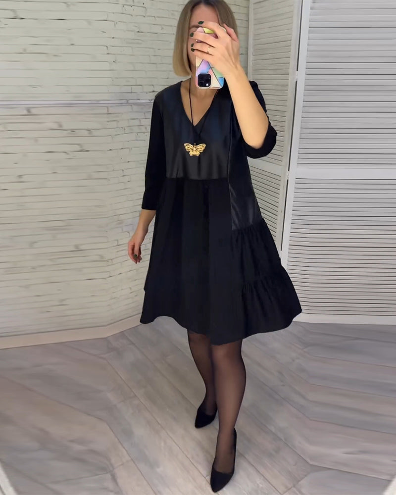 Robe patchwork à col en V