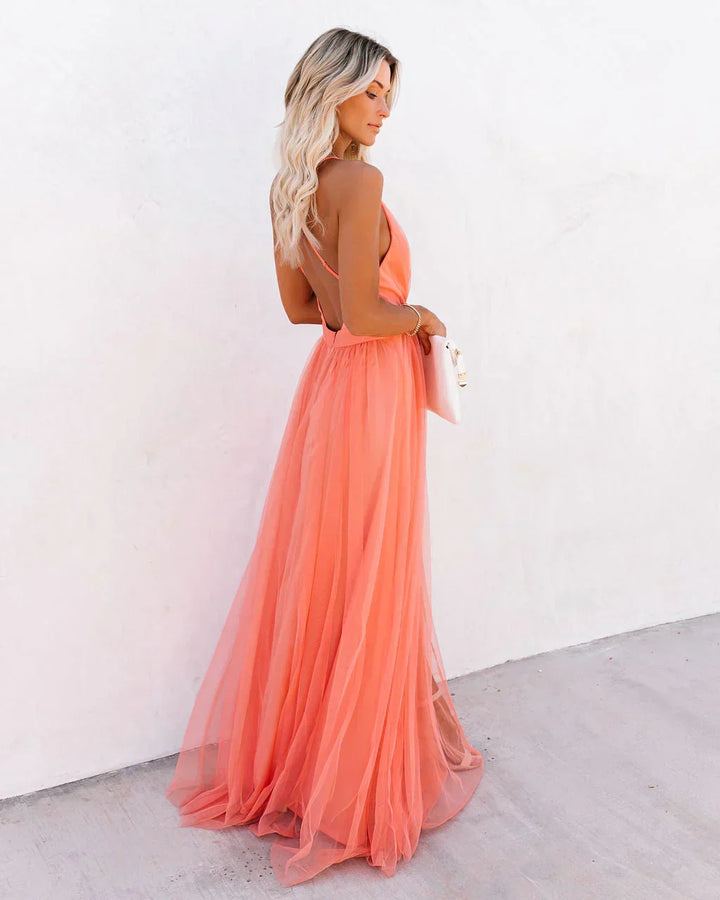 Matrona | Élégante robe orange à bretelles pour femmes