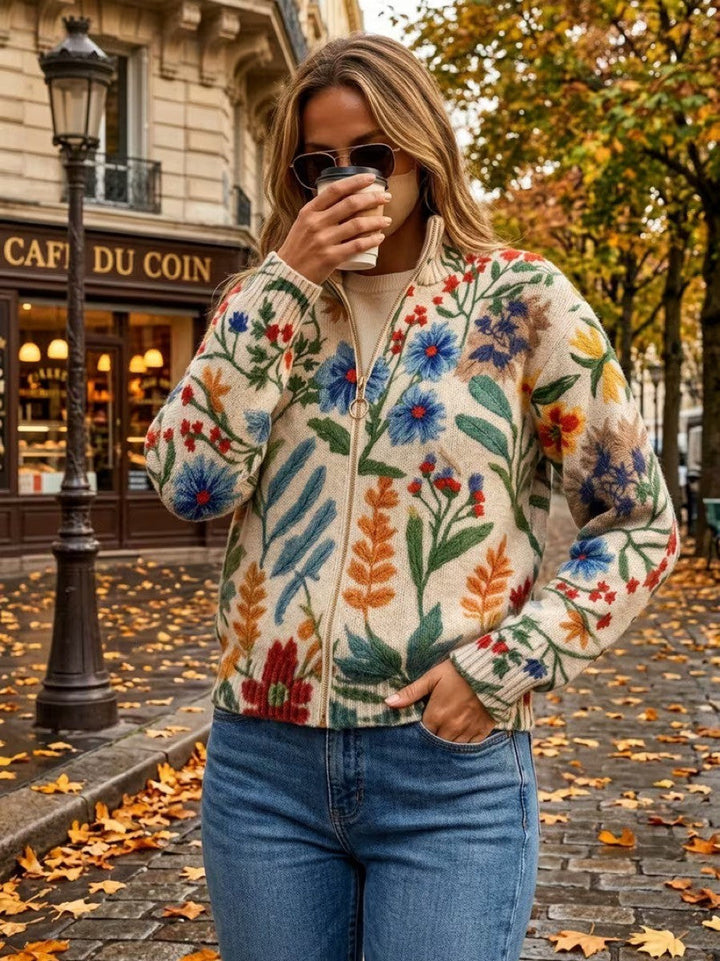 Cardigan zippé floral Jardin Botanique