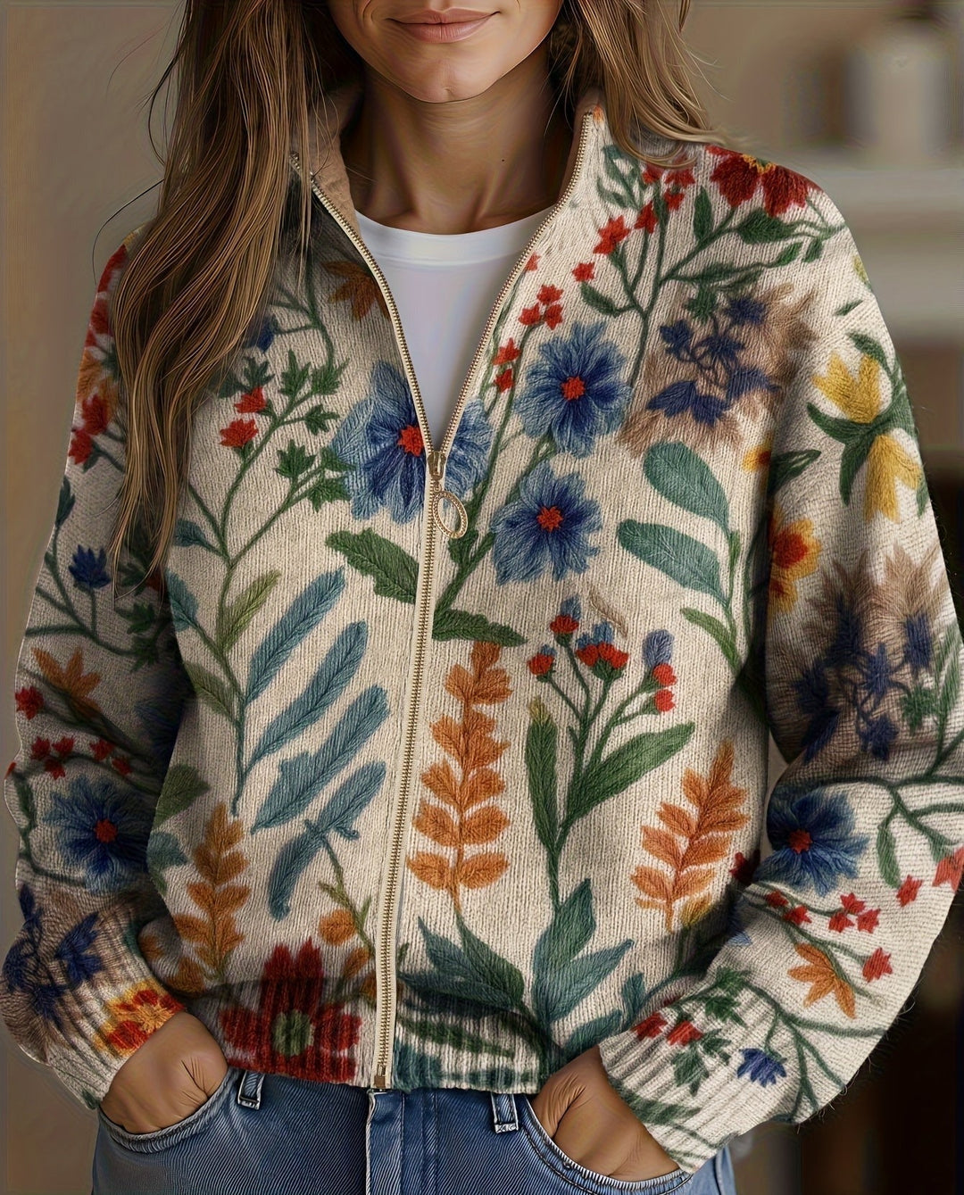 Cardigan zippé floral Jardin Botanique