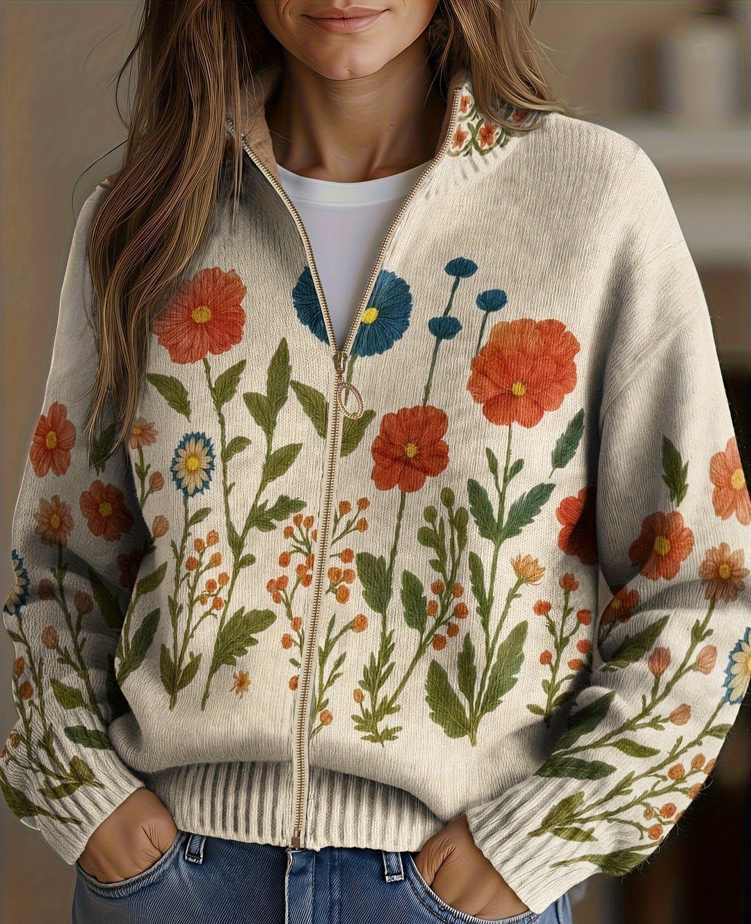 Cardigan zippé Champ de Fleurs Sauvages